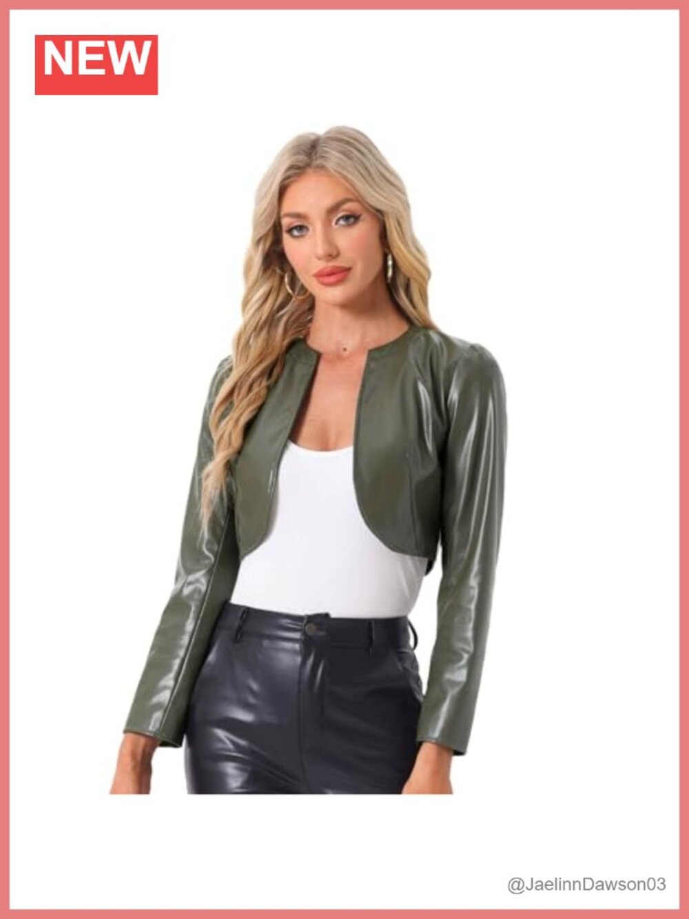 Faux Leather Jacket Open Front Long Sleeve Cropped Car Coat